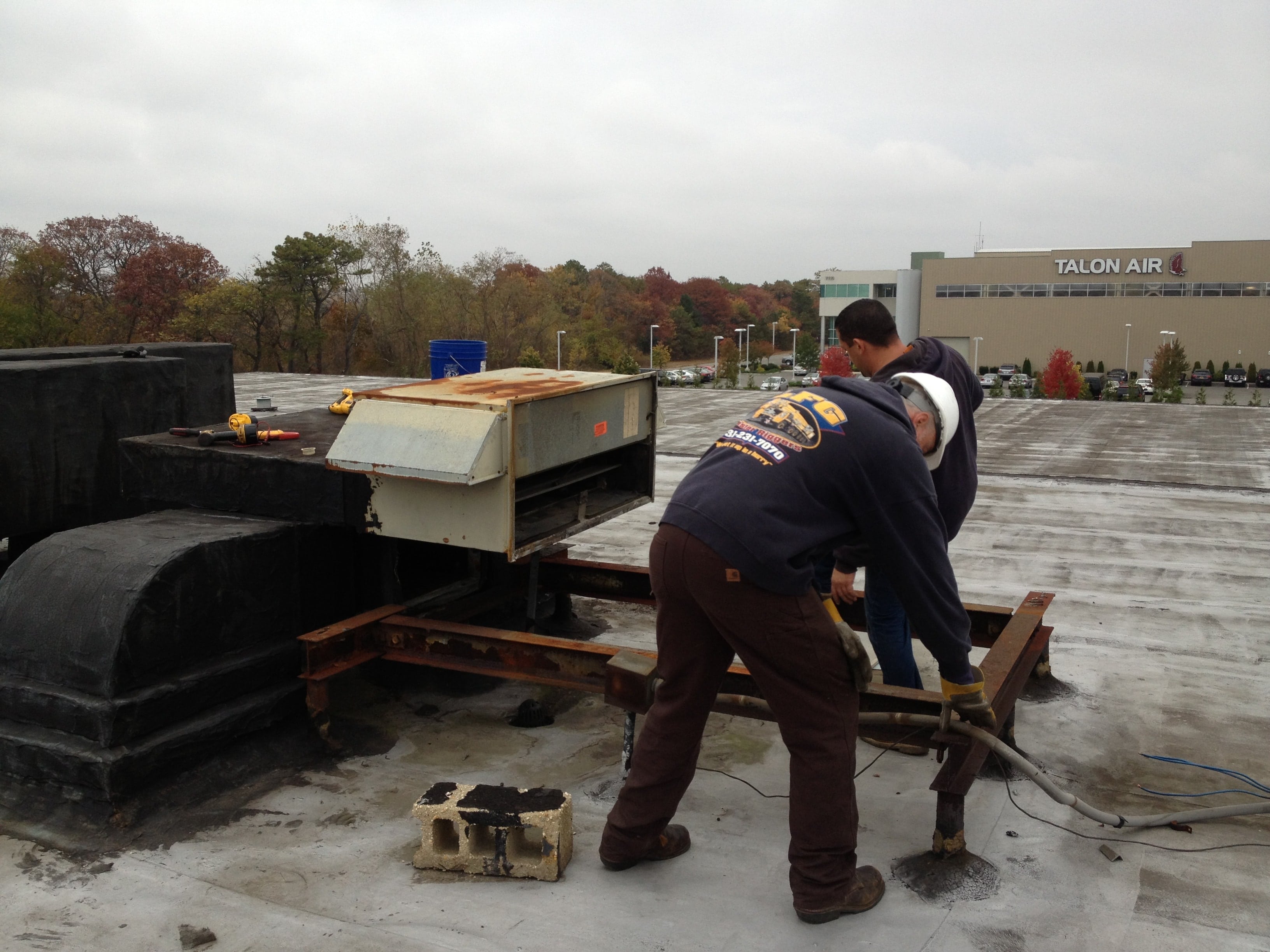 Commercial rooftop HVAC installation